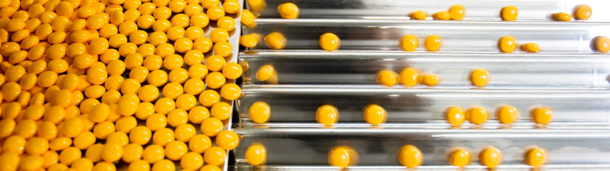 pills on a conveyor belt